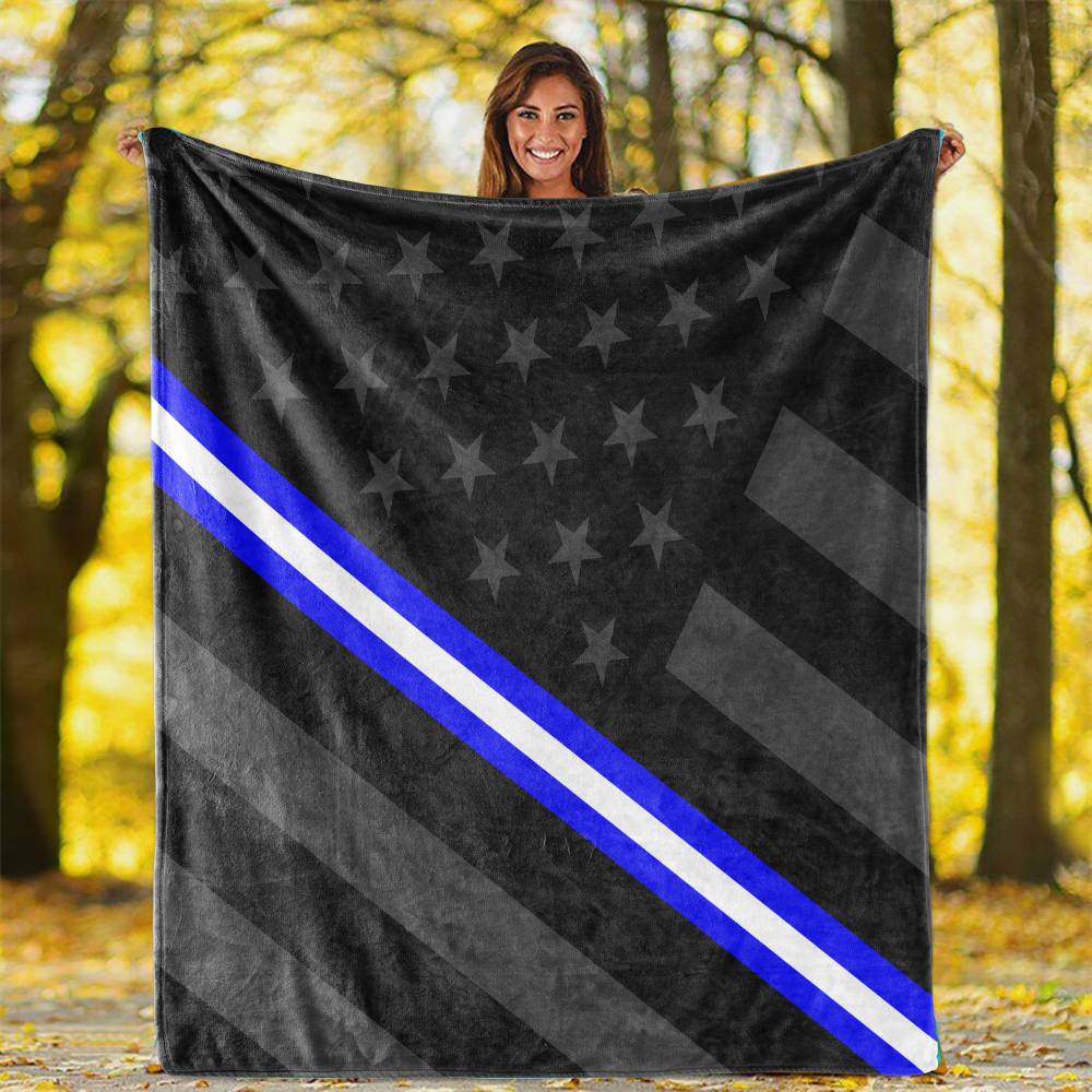 Thin Blue White Line EMT Plush Throw Blanket