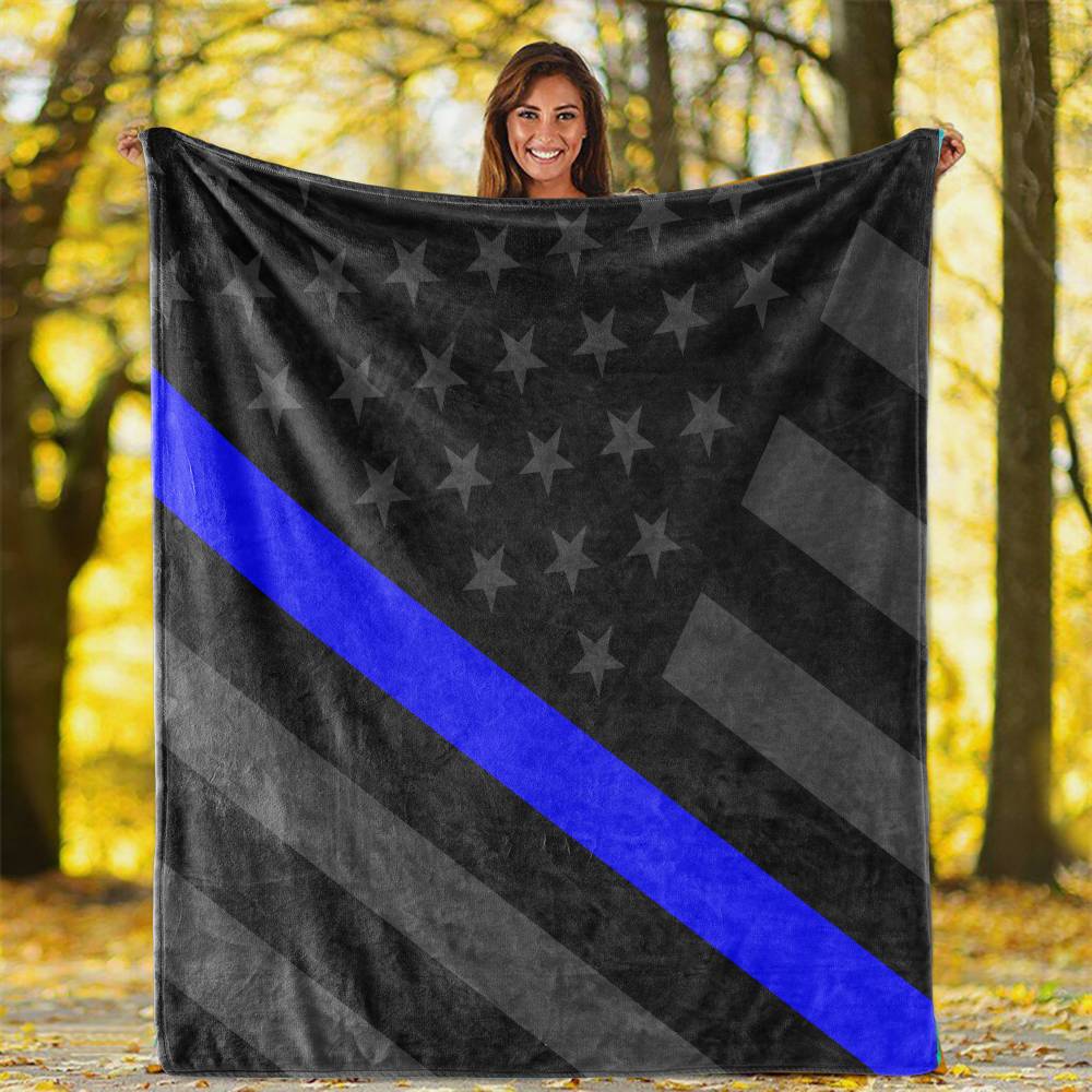 Thin Blue Line Plush Throw Blanket