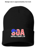 SOA Embroidered Winter Beanie (American Flag-White)
