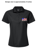 SOA Woman's PERFORMACE Polo (American Flag-White)