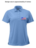 SOA Woman's PERFORMACE Polo (American Flag-Blue)