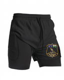 NYPD Running Club Men's Running Shorts with Liner, Zipper Pockets & Towel Loop