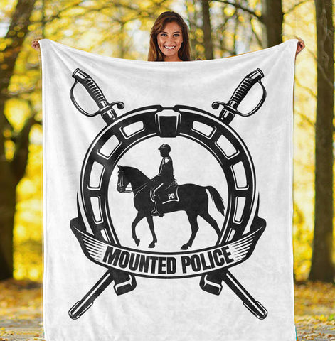 Mounted police Plush Throw Blanket