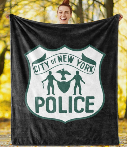 10-13 Old NYPD Patch Plush Throw Blanket