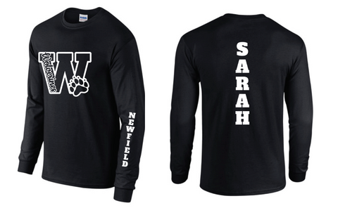 Newfield Cheer Personalized Youth Long Sleeve Tee - W Logo