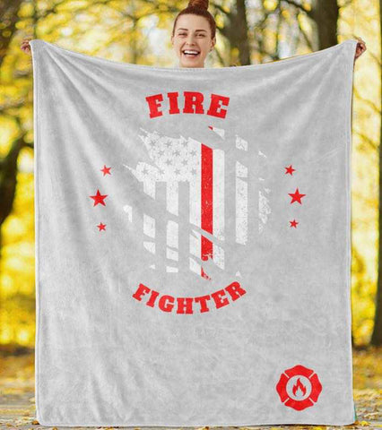 Firefighter Whiteout Plush Throw Blanket