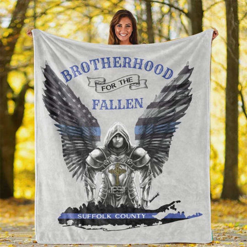 Brotherhood for the Fallen - Suffolk County Plush Throw Blankets
